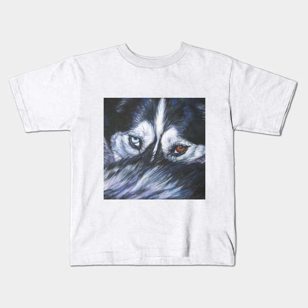 Siberian Husky Fine Art Painting Kids T-Shirt by LASHEPARD